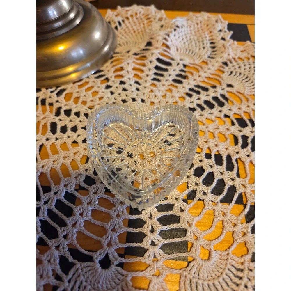 vintage depression glass swan trinket box